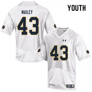 Notre Dame Fighting Irish Youth Greg Mailey #43 White Under Armour Authentic Stitched College NCAA Football Jersey VBX2799RK